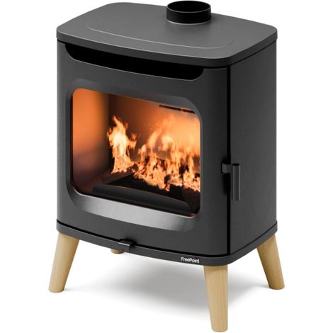 stufa a legna ermetica freepoint "flos 8" nero 7 kw (1/4)