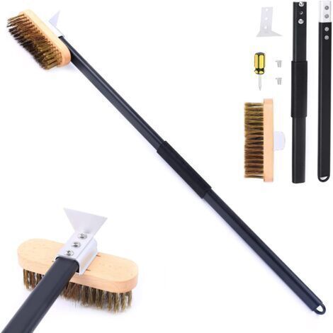 Ahlsen Brosse de Four à Pizza, Brosse en Laiton de Nettoyage de Four à Pizza, Brosse de Gril en Laiton, Grattoir de Gril Brosse de Four Professionnelle, Nettoyeur de Poils en Laiton Grattoir en Acier (1/5)
