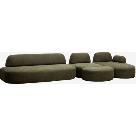 Sofá modular chaise longue derecho de 3 piezas con módulo esquinero y puff tapizado Giorgia SKLUM        (1/5)