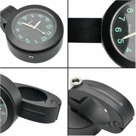 Horloge De Guidon - Étanche Et Antichoc - Pour Moto Et Vélo - Compatible 7/8 À 1 Pouces - Avec Éclairage Nocturne Et Tapis Antidérapant - 1 Pièce (1/5)