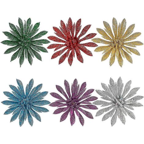 Décoration de sapin de Noël, 6 couleurs de fleurs artificielles, scène de Noël (1/5)