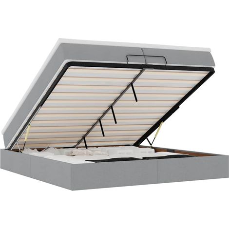 Maison Exclusive - Estructura de cama otomana colchones tela gris (1/5)