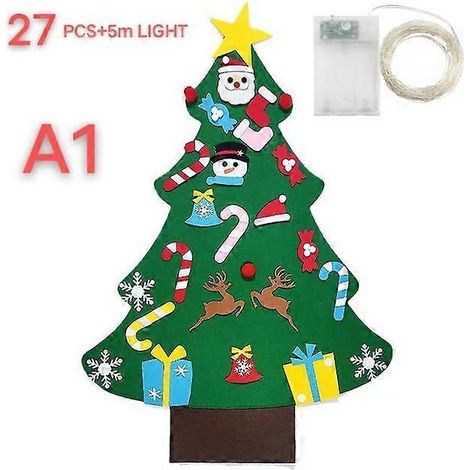 Sapin de Noël en feutrine pour enfants, bricolage, Père Noël, sapin, cadeau, décoration de Noël, sapin de Noël, bonne année, style de sapin de Noël A1 (1/5)