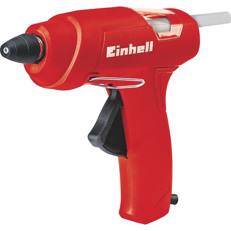 Einhell Heißklebepistole TC-GG 30 (mechanischer Vorschub, Sichtfenster, Aufstellbügel, inkl. Standard-, Flach-, Verlängerungsdüse, 3 Klebestifte)