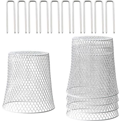 Jaula protectora resistente para plantas con 5 elementos blancos + 10 correas de sujeción en forma de U (4 x 10 cm) para invernadero y jardín. (1/2)
