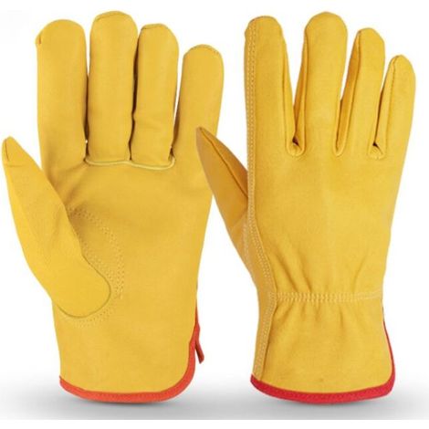Gants cinq doigts résistants à l’usure pour moto, sports outdoor, jaune, taille L – (1/5)