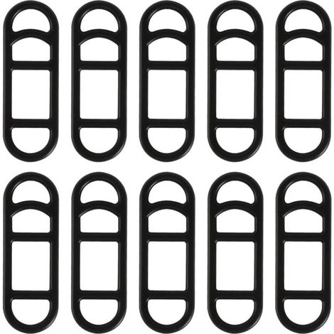 Lot de 10 bandes en silicone pour vélo - Anneaux en caoutchouc stretch - Support de lampe de poche - Bande de fixation en silicone - Support de guidon pour lampe de poche LED - Noir