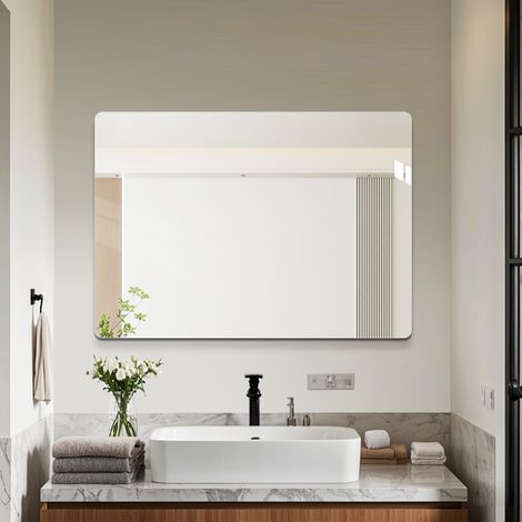 Miroir SdB 50x70cm – Mural – Design épuré – SdB moderne – Fixation facile – HD – Élégant (1/5)
