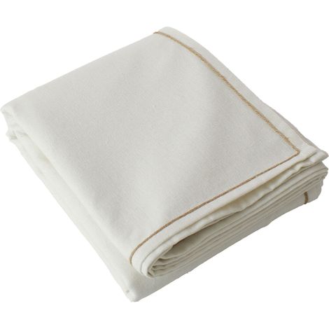 Nappe unie avec feston en jute Ecru 140x300 cm (1/2)