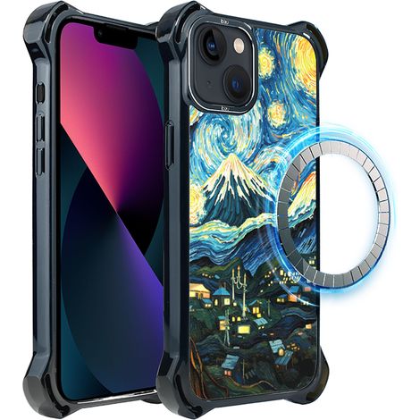 Custodia per iPhone 13 ibizu DropGuard Ultra con MagSafe, Van Gogh, notte stellata (1/5)