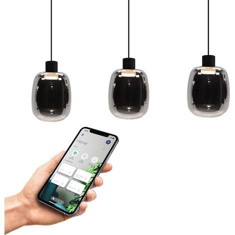 Lampe suspendue fumée Molochio-Z LED 3x - Zigbee - 901121