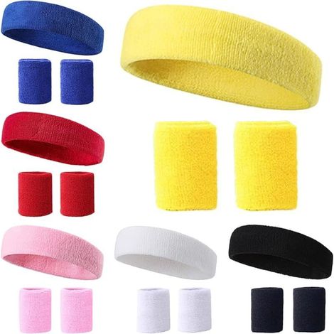 Juego de 18 diademas deportivas para hombres y mujeres, juego de muñequeras que absorben el sudor, cinta elástica de algodón para el cabello, antideslizante y que absorbe la humedad.