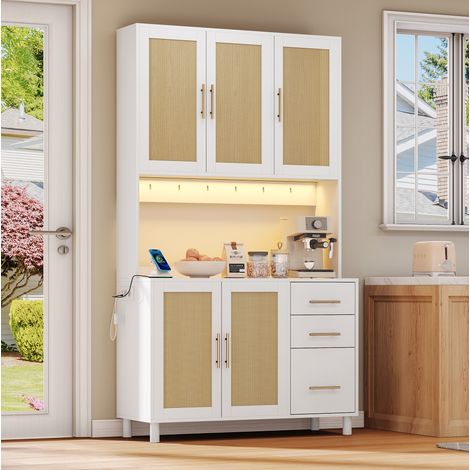 credenza contenitore 183 cm LED USB app rattan bianca OKMYHOME (1/5)