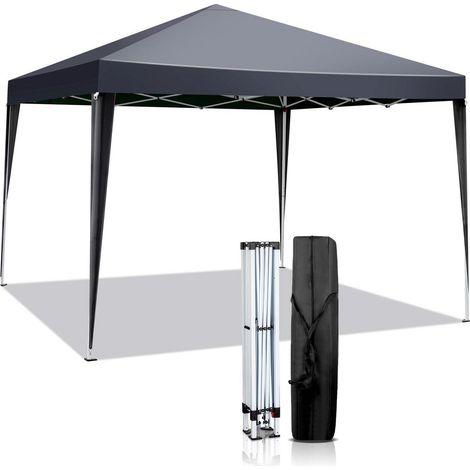 Faltpavillon 3x3m Pop-Up Wasserdicht UV-Schutz 50+ Stahlrahmen Höhenverstellbar Dunkelgrau (1/5)