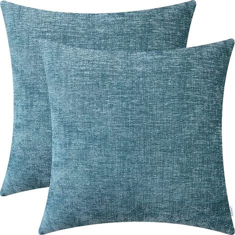 Lot de 2 Housses de Coussin Carrées en Chenille Velours Fermeture Éclair Invisible pour Canapé Chambre Voiture (1/5)