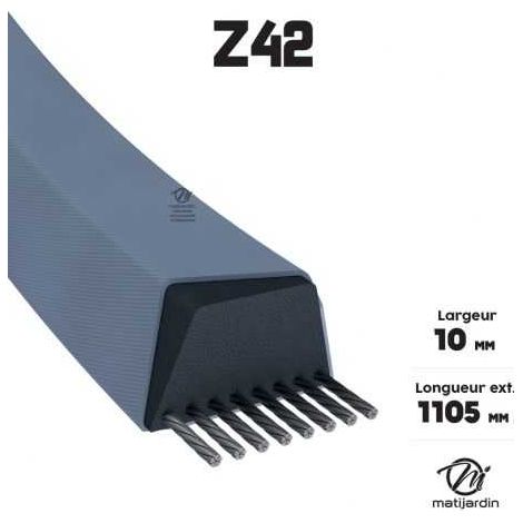 Courroie tondeuse Z42 trapézoïdale  10 x 1105 mm (1/4)