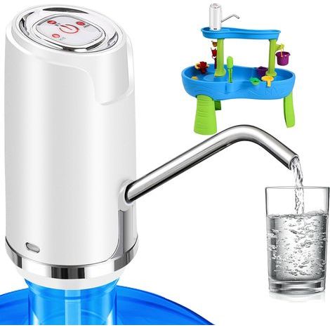 Bottled water pump, electric water dispenser, universal drinking water pump with USB charging, white (1/5)