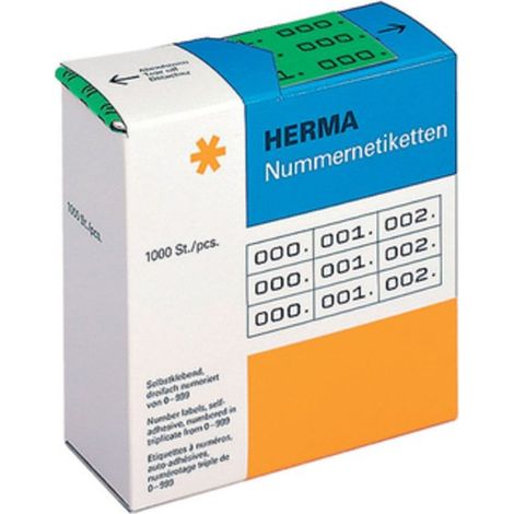 HERMA Nummernetik. 3fach selbstkl. 10x22 mm grünschwarz