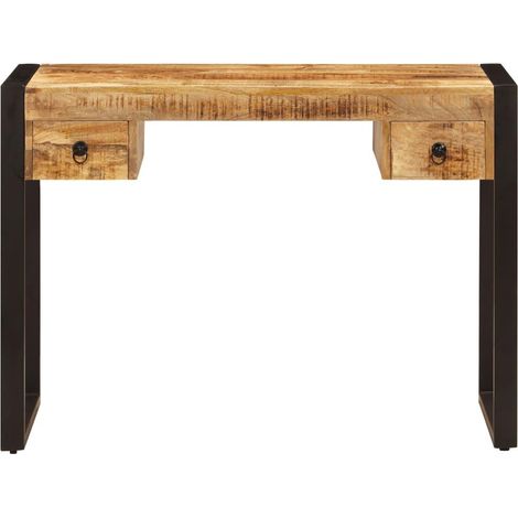 Scrivania per computer con 2 cassetti 110 cm legno massello di mango 0502080