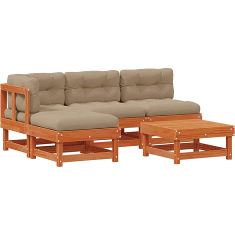 Garden Lounge Set 13 pcs Wax Brown Solid Pine Wood vidaXL
