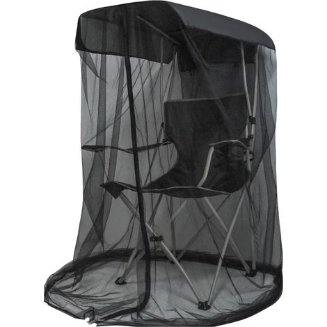 Schwarzes Moskitonetz mit wasserdichtem Dach und Reißverschluss, geeignet zum Angeln und Campen. (1/5)