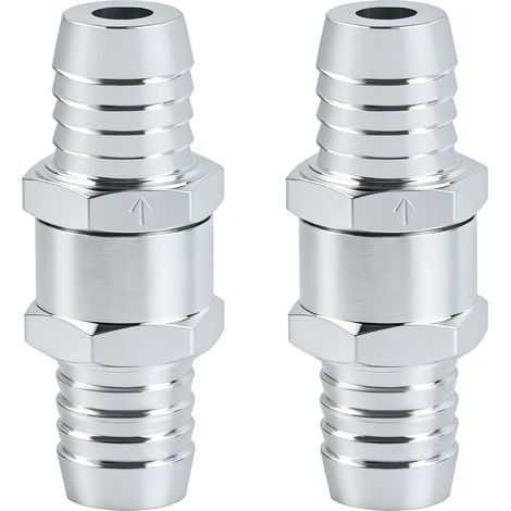 Lot de 2 soupapes anti-retour en aluminium de 16 mm Clapet anti-retour de carburant pour essence, diesel, eau, chrome, carburateur, système basse pression, aluminium (1/5)