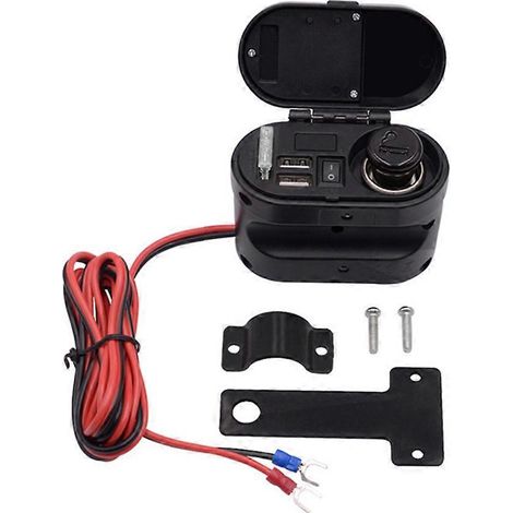 Wasserdichtes Zigarettenanzünder-Set für Motorräder, Dual-USB-Ladegerät, LED-Voltmeter und Zeitanzeige für Boote und ATVs (1/5)