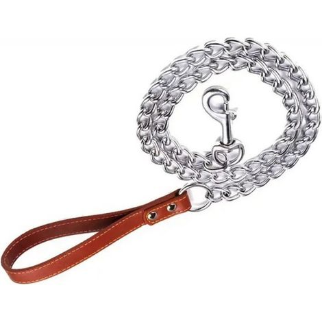 Laisse pour chien en chaîne - Taille L - Longueur 120 cm - Laisse en fer - Marron (1/5)