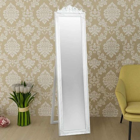 vidaXL Espejo de pie estilo barroco blanco 160x40 cm (1/5)