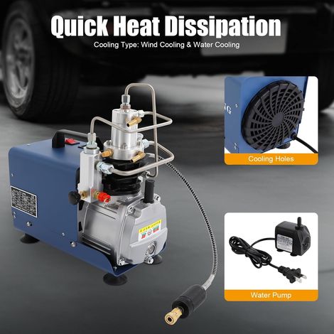 Compresseur haute pression, compresseur à air 300 bar 4500 PSI avec protection contre les explosions pour paintball, fusil PCP, pistolet à air, bouteille de plongée, 30 MPa, 2800 tr/min, 50 l/min (1/5)