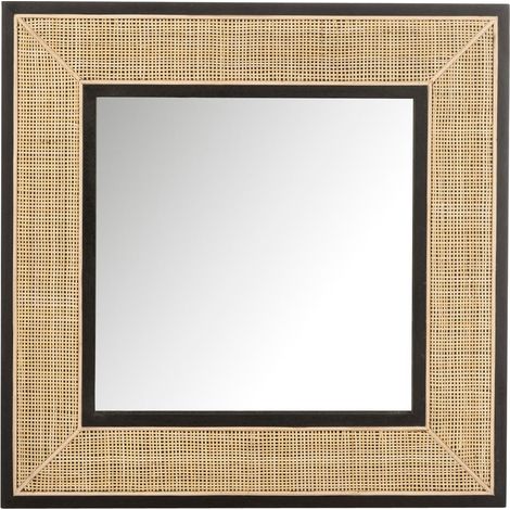 Miroir Mural en Rotin "Molly" 80cm Naturel & Noir (1/3)