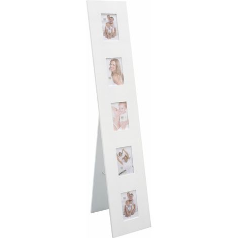 Cadre Photo 5 Photos Modèle à Poser Bois Blanc 13 x 18 cm Format Extérieur 23 x 120 cm