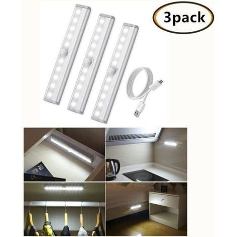 Bardusch - Lampe Détecteur de Mouvement - Non spécifié - 3pcs - USB Rechargeable - 10 LED - Blanc (1/4)