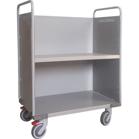 Carrello porta faldoni/fascicoli a due piani 50x80, piano intermedio inclinato e ruote ad alta silenziosità