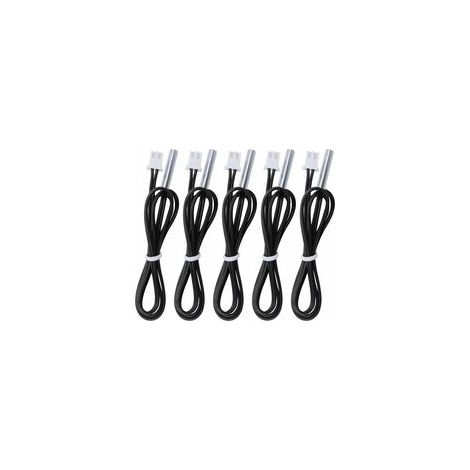 5 pièces Sonde de température 10k B3950, Capteur de température -25 à 125 degrés Celsius, 0,5 mètre sonde de capteur de température NTC Sensible en Acier Inoxydable de 1,64 Pieds (1/4)