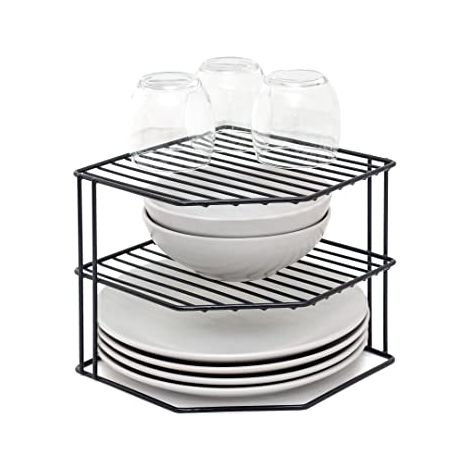 Range-Assiettes à 3 Niveaux - Organisateur de Placard de Cuisine - Noir (1/5)