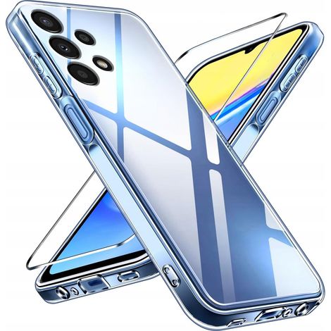 Custodia per SAMSUNG GALAXY A13 4G con custodia in silicone trasparente colorata + vetro (1/5)