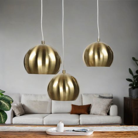 Hängelampe E27 Gold Kugelschirm Metall Retro Hängeleuchte Esstisch