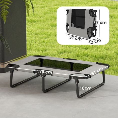 Cama elevada plegable para perros 75 x 51 x 18 cm con malla transpirable gris claro HAVRYA (1/3)