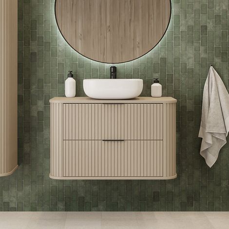 Elegance Glamour Style 2 Drawer Bathroom Wall Vanity Cabinet 60cm - Cashmere
