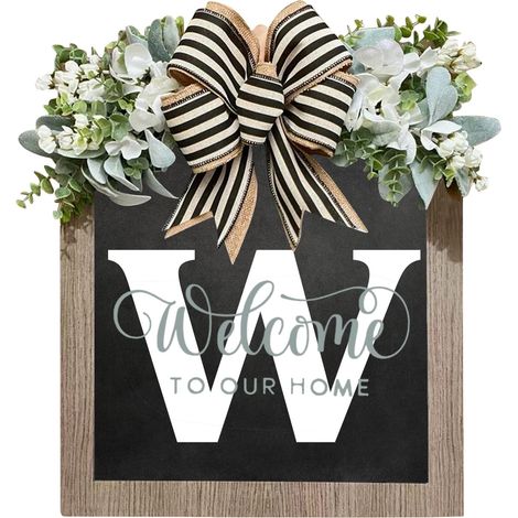 Guirlande Porte D'Entrée - Bois - 40,6 cm - Pour Décoration Extérieure Toute L'Année - Avec Ruban - 1 Pièce (1/3)