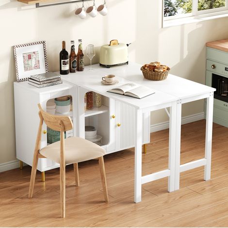Aparador extensible blanco con tablero abatible 122 x 80 cm HAVRYA (1/5)