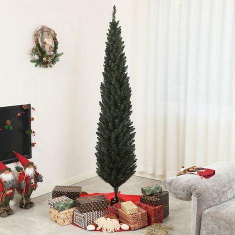 195cm Sapin de Noël artificiel, base en acier, 390 branches, aiguilles, décorations de Noël, diamètre 55 cm x hauteur 195 cm, vert (1/5)