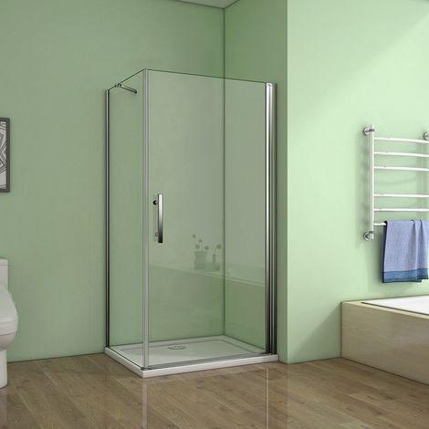 76 Tür x 100 Seitenwand xH.185cm 6mm NANO GLAS Eckeinstieg