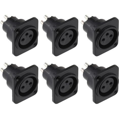 Lntyq 6 Pièces Prise XLR femelle, prise XLR à montage sur panneau à 3 broches, connecteur XLR femelle pour microphone, contacts en cuivre nickelé
