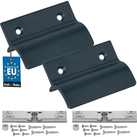 KOTARBAU® Lot de 2 Poignée Porte Fenetre avec Loqueteau - Aluminium - Graphite - Poignee de Baie Vitree Coulissante - Poignée de Porte de Terrasse avec Entretoise et Loqueteau (1/4)