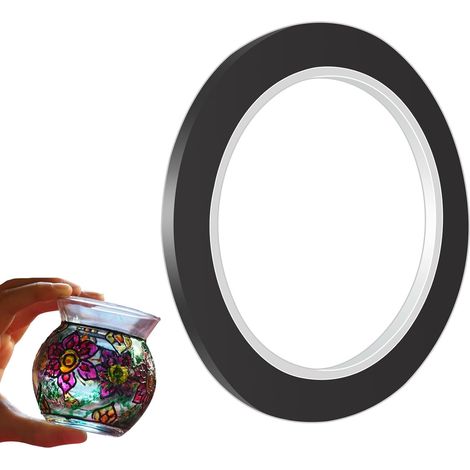Lignes de plomb pour vitrail Art déco noir, 66 m x 0,3 cm, matériau PET, motif géométrique, utilisation en intérieur, fenêtre, verre, miroir (1/5)