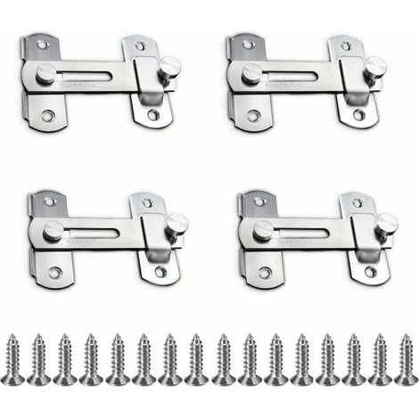 4 Pièces Loquet de Porte, Sécurité Loquet, Coulissant Moraillon, Verrouillage pour Porte en Acier Inoxydable pour Porte, Armoire, Tiroir-LIAIKI (1/5)