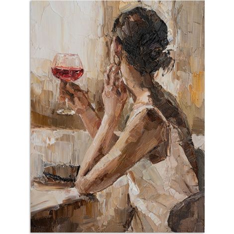 AFFICHE Peinture à l'huile - Femme - Vin Décoration Murale 60x80 cm (1/4)
