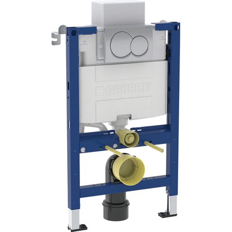 Geberit Alpha 820mm Wall Hung WC Toilet Frame with Cistern and Alpha01 Chrome Round Flush Plate